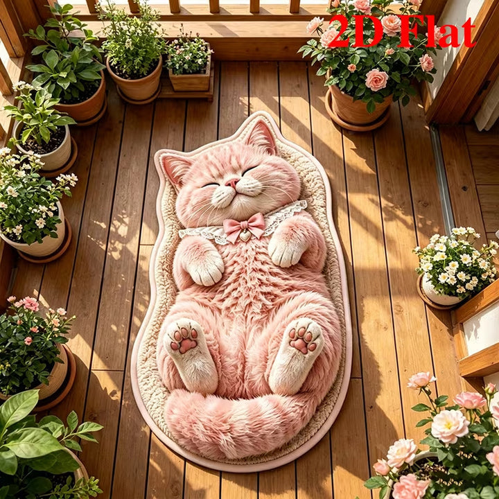 Plush Cat-Shaped Floor Mat