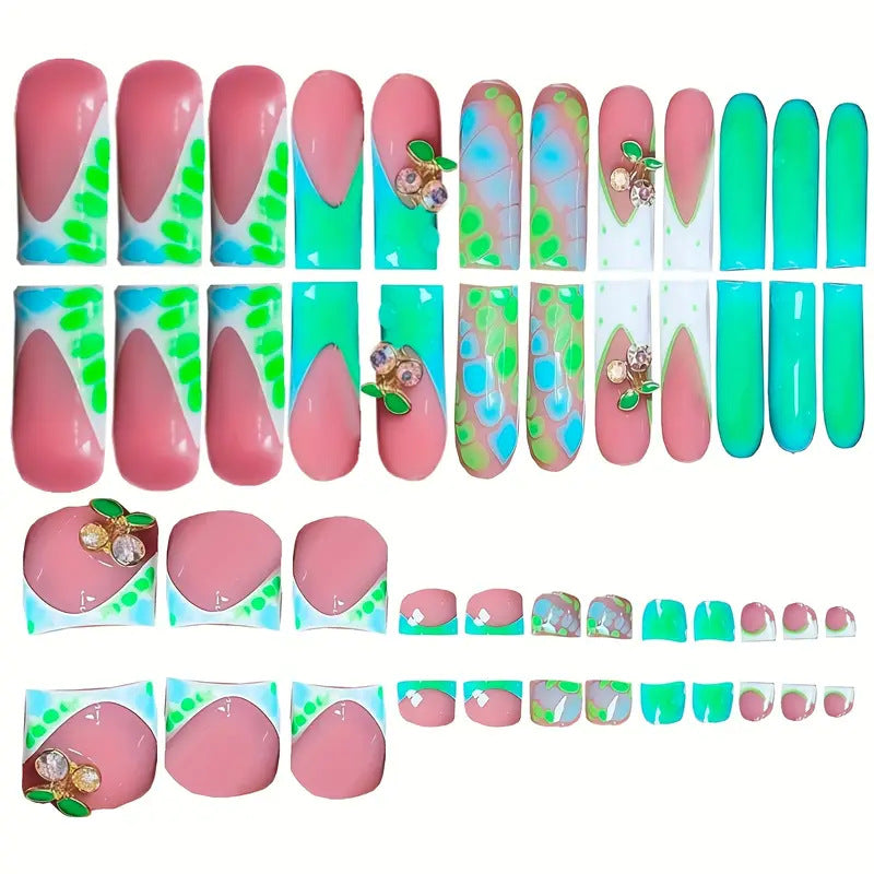 Artistic Floral-Inspired Press-On Nail Set Stornfield