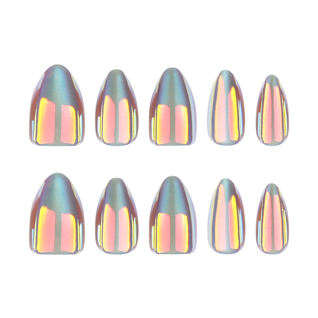 Shiny stiletto nails with exciting design Stornfield