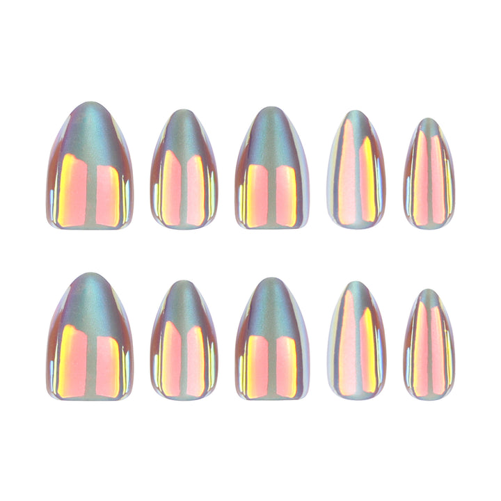 Shiny stiletto nails with exciting design Stornfield