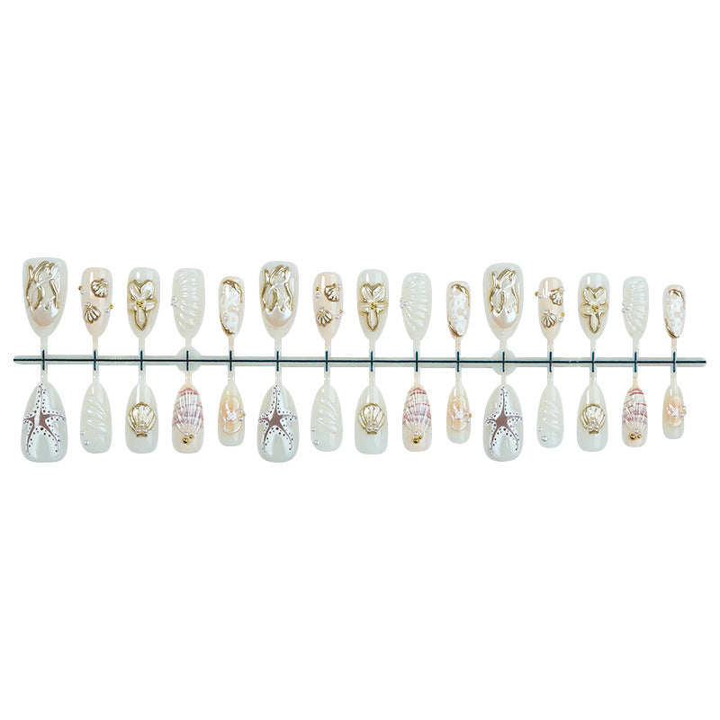 Artistic Coastal-Themed Press-On Nail Set Stornfield