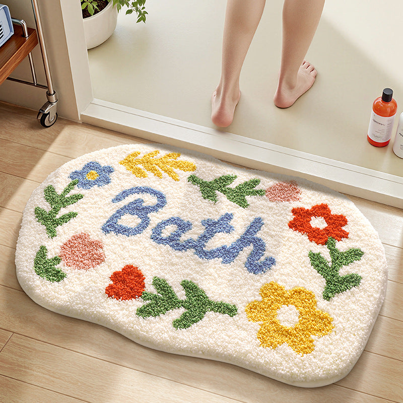 Floral Patterned Bathroom Rug