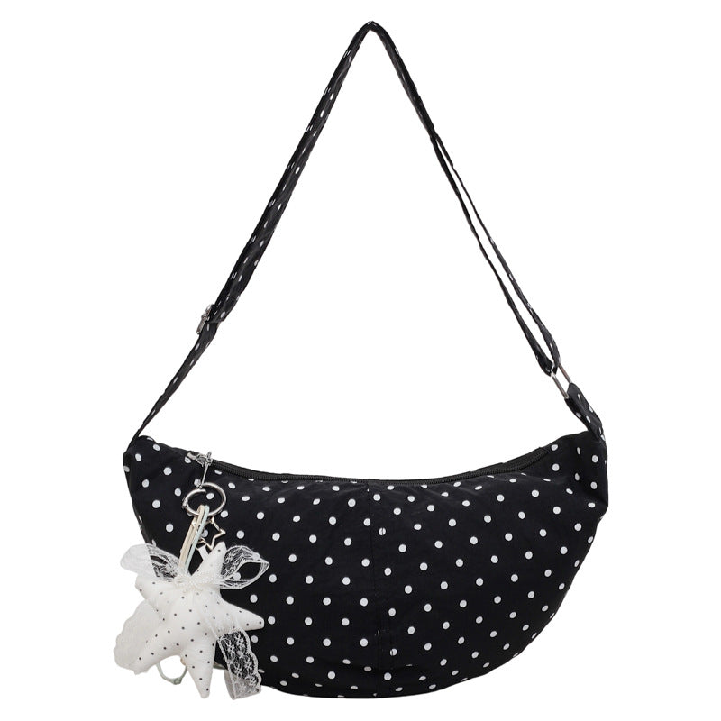 Polka Dot Print Slouchy Shoulder Bag