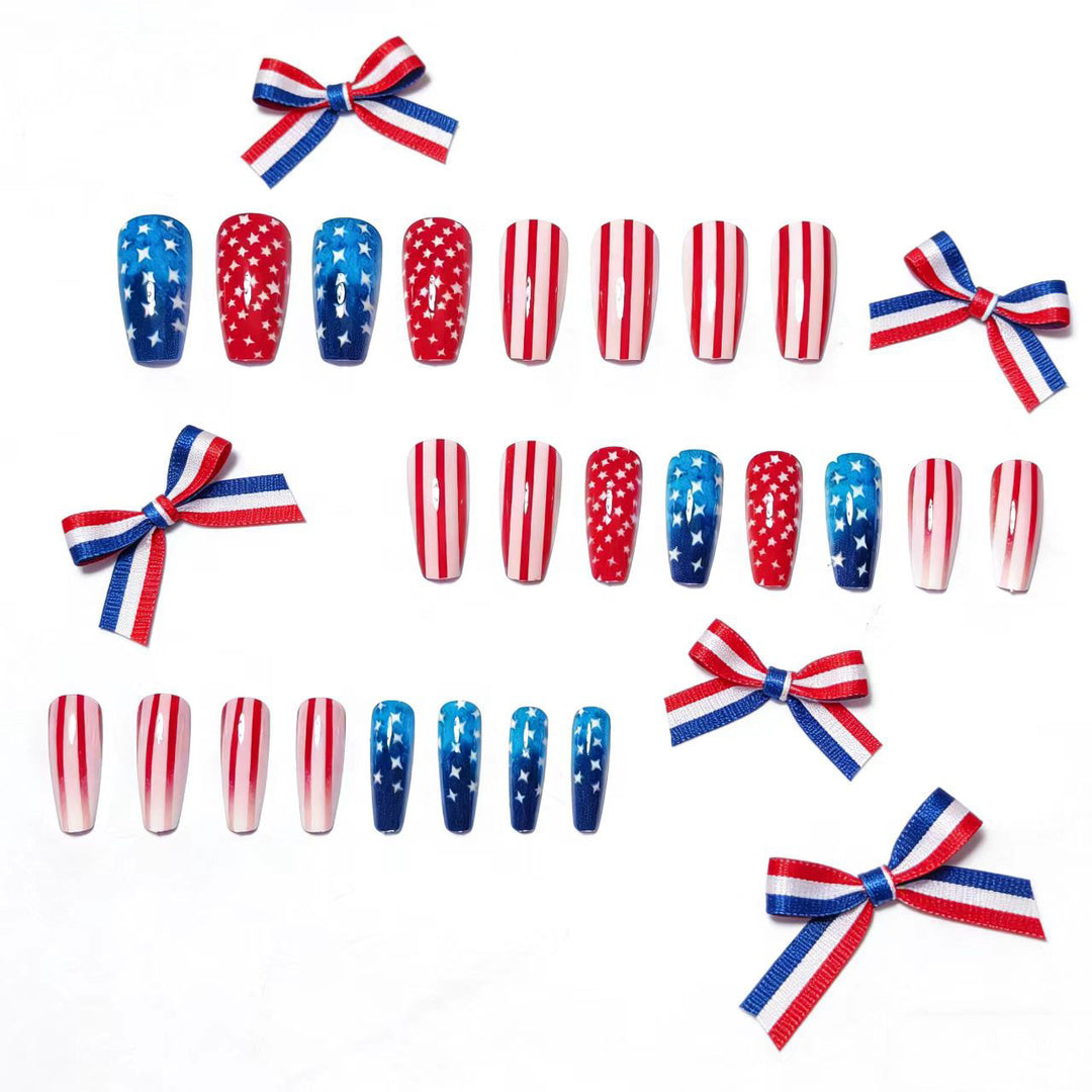 Artificial Nails in Patriotic Stars and Stripes Design Stornfield