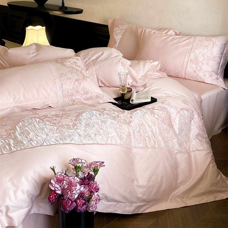 Luxury Embroidered Satin Duvet Cover Bedding Set