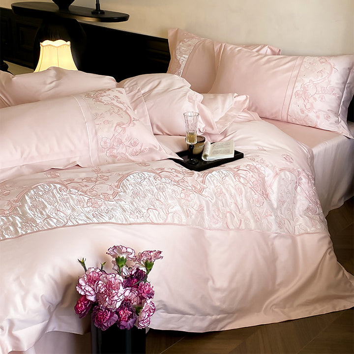 Luxury Embroidered Satin Duvet Cover Bedding Set