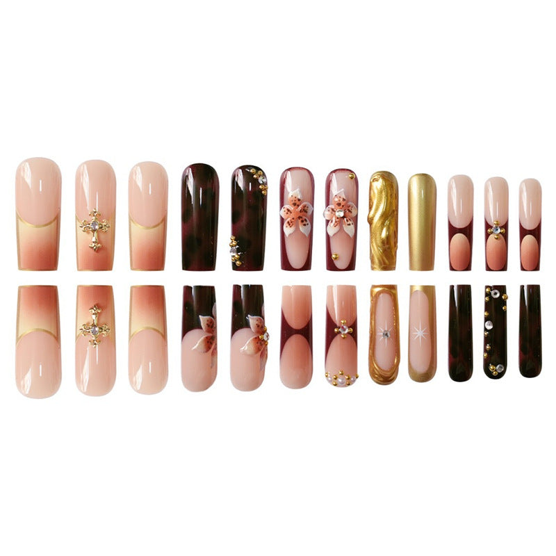 3D Floral and Gemstone Press-On Nail Set Stornfield