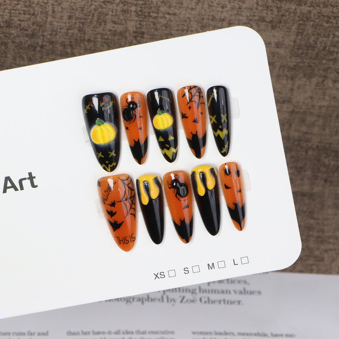 Halloween-Themed Artistic Press-On Nail Set Stornfield