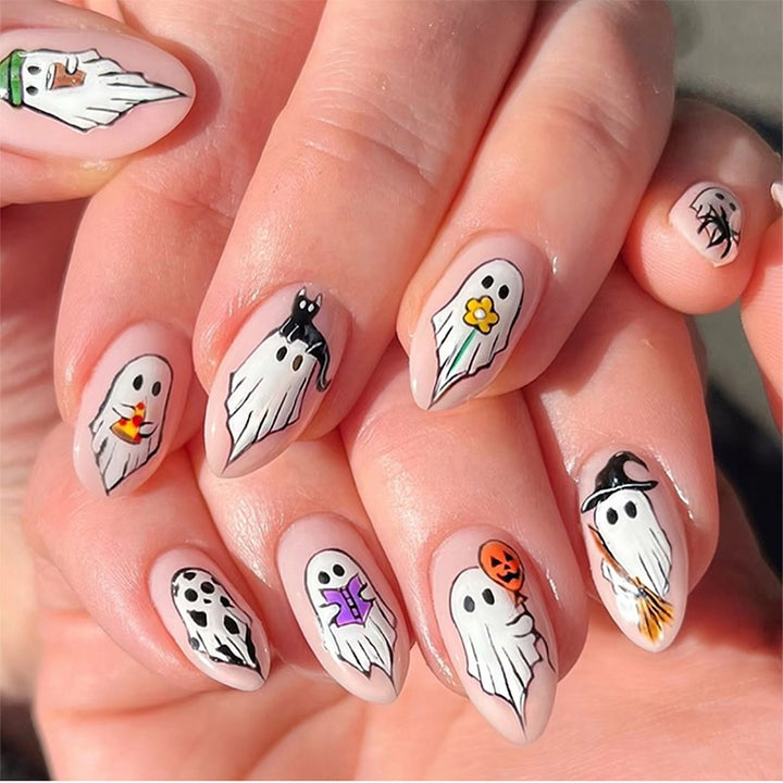 Creative Acrylic Nail Set with Halloween Motifs Stornfield