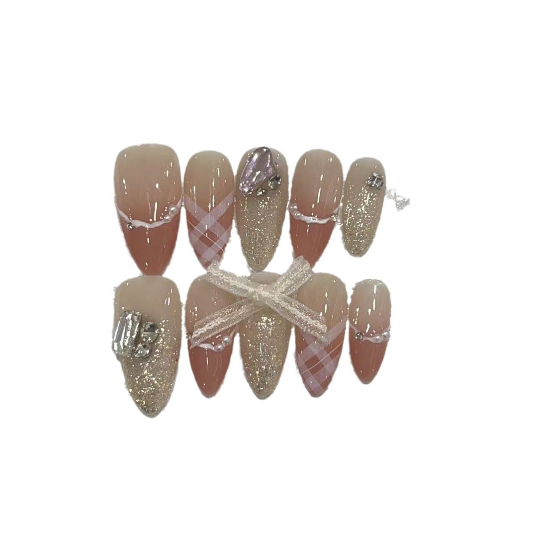 Decorative Stiletto Press-On Nail Art Set with Rhinestone and Glitter Accents Stornfield