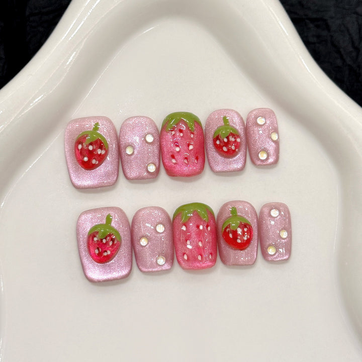 Strawberry-Themed Nail Art Set
