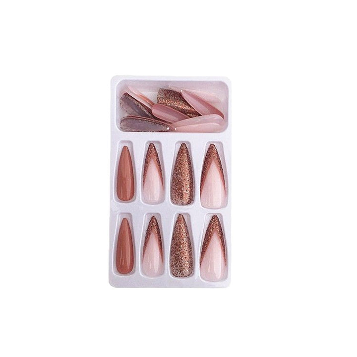 Stiletto-Shaped Press-On Nail Set with Glitter Accents