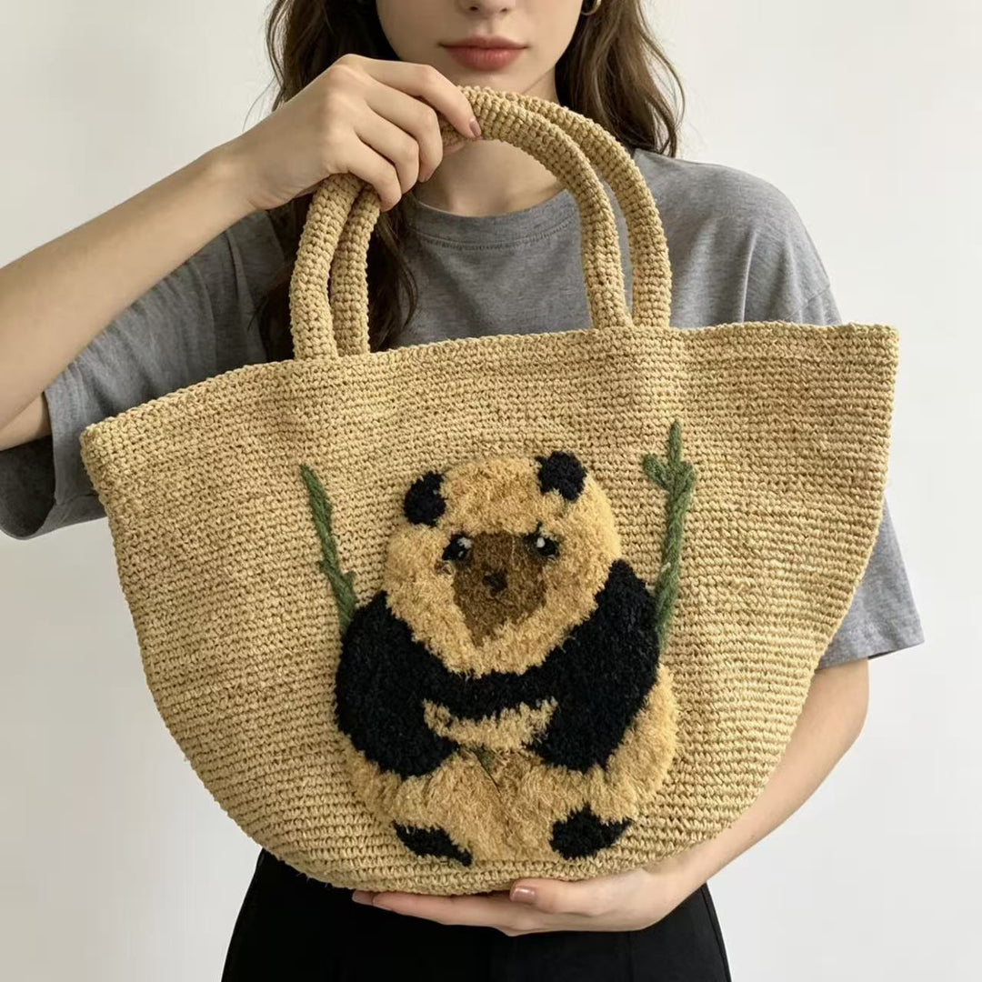 South Sea suitable basket bag with panda motif Stornfield