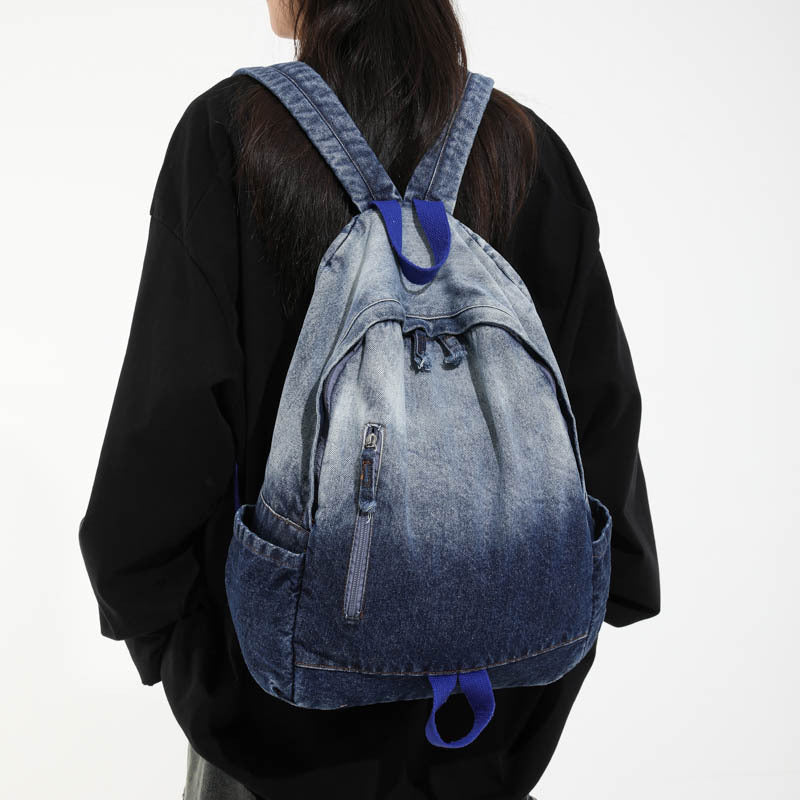 Casual Denim Wash School Backpack Stornfield