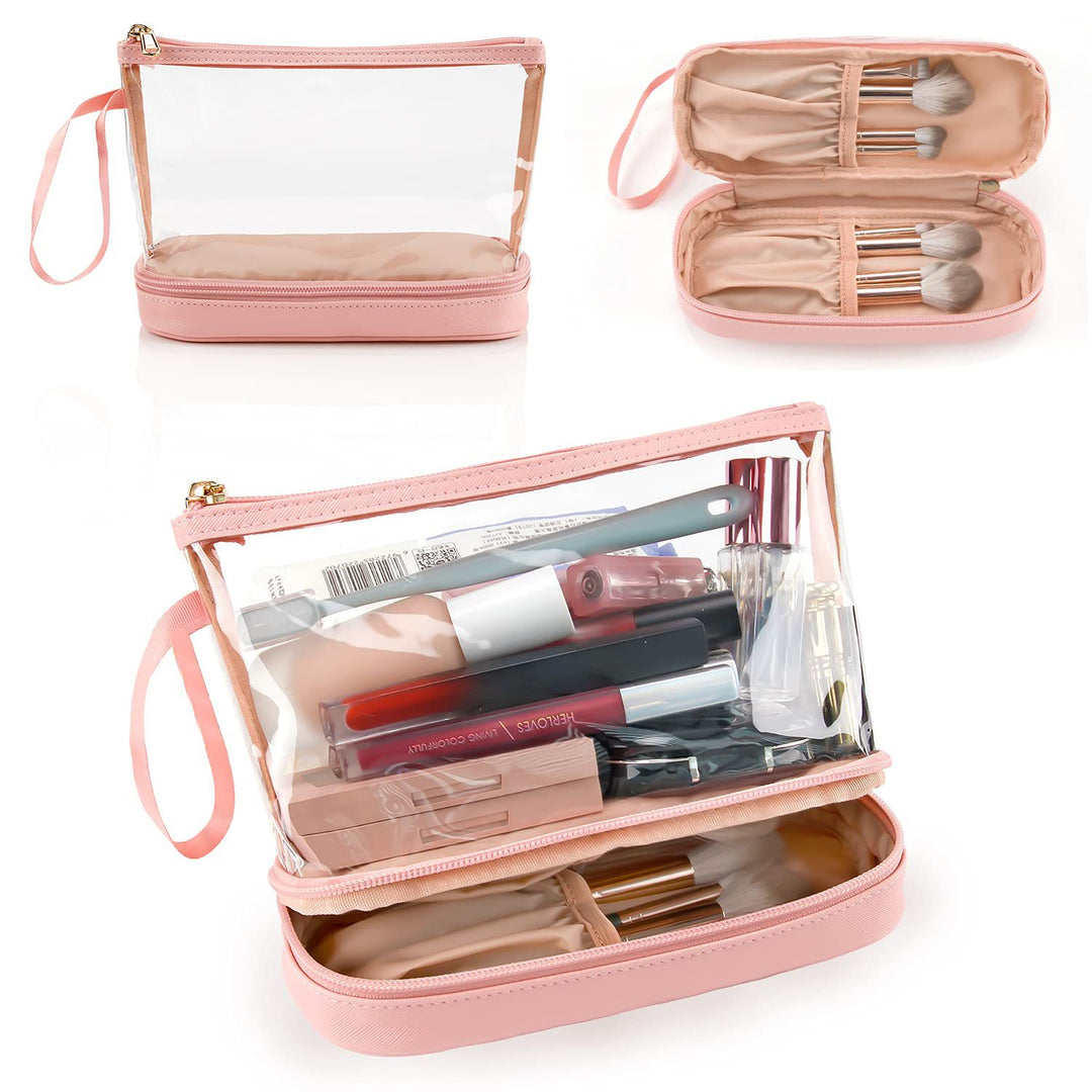 Cosmetic organizer bag with transparent compartments Stornfield