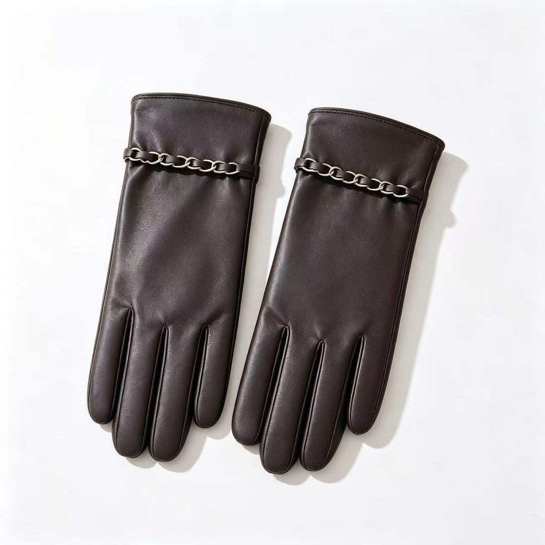 Elegant Leather Gloves with Chain Detail Stornfield