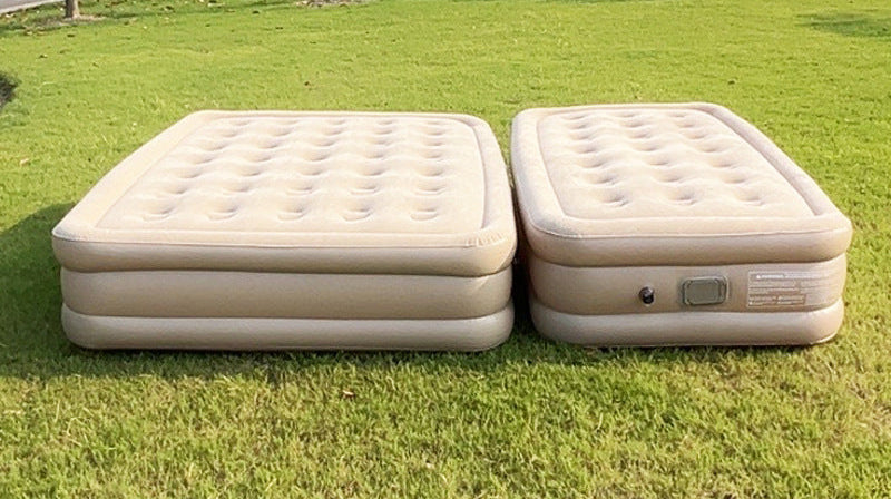 automatic inflate double flocked air mattress with integrated electric pump and raised edge comfort Stornfield