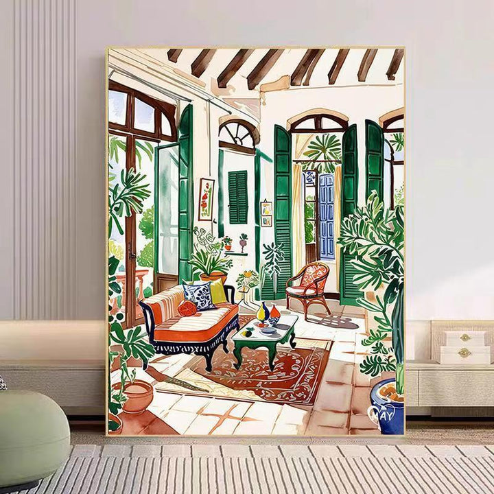 Cozy Living Room Watercolor Art Print Stornfield
