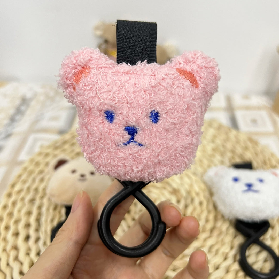 Plush Bear Stroller Hook and Clip Keychain Accessory