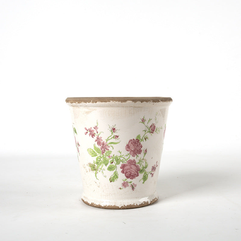 Decorative ceramic flower pot with floral design Stornfield