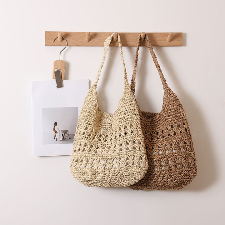 Crocheted shoulder bag with decorative hole pattern Stornfield