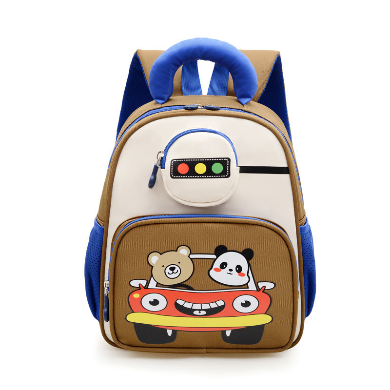 Kids' Playful Animal Car-Themed School Backpack Stornfield