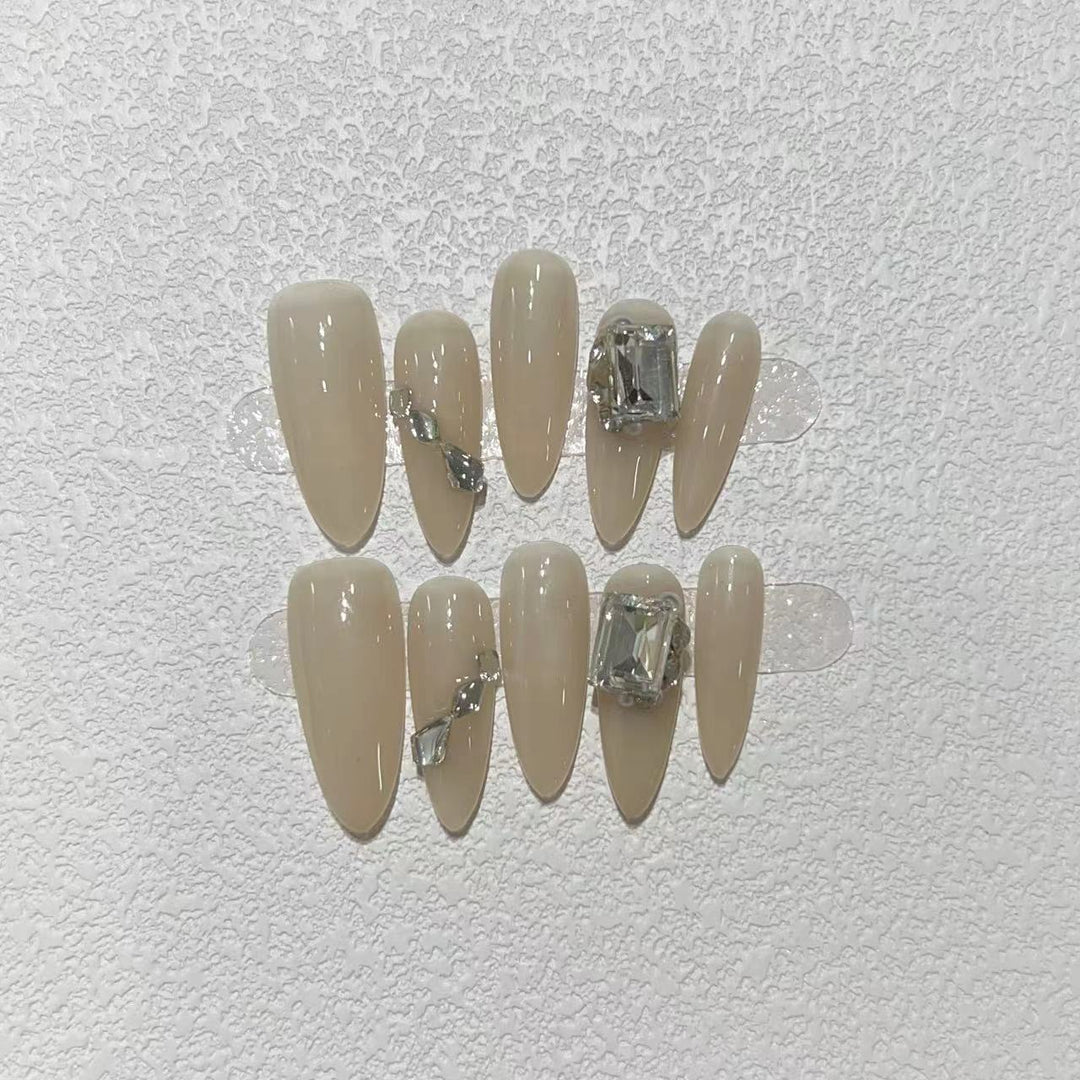Elegant Stiletto Press-On Nail Set with Rhinestone Accents Stornfield