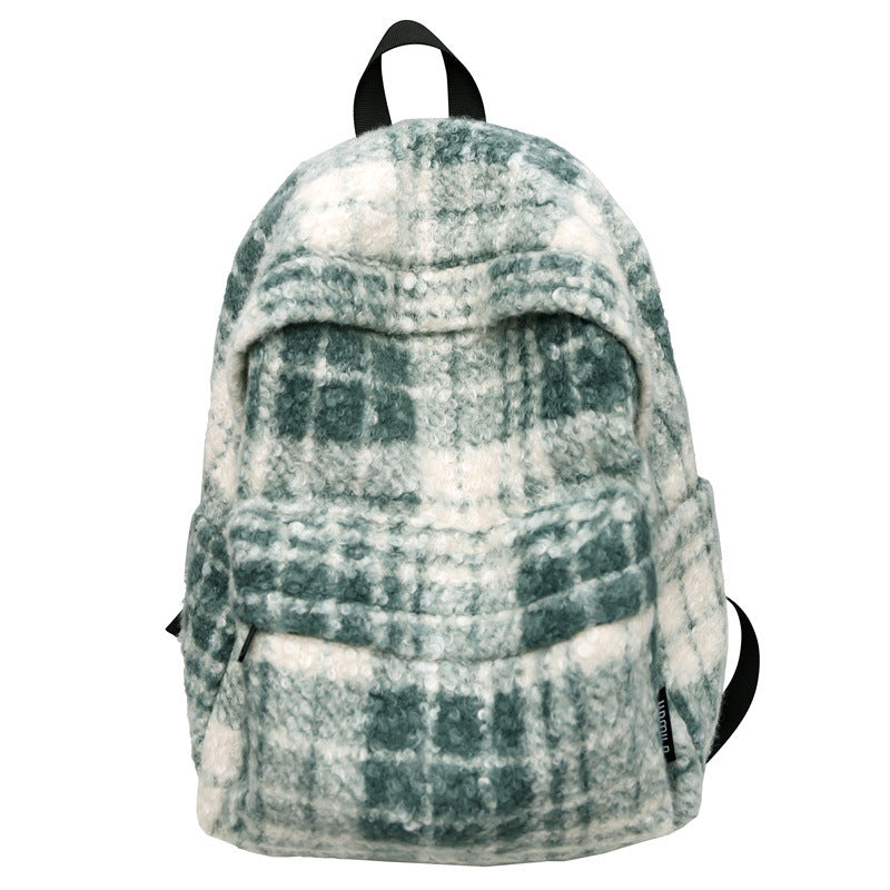 Cozy Fleece Checkered School Backpack Stornfield