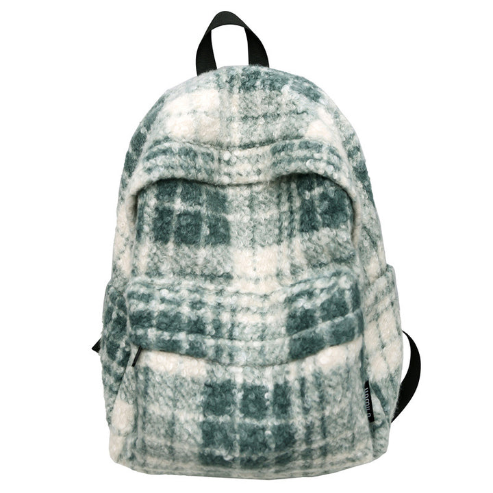 Cozy Fleece Checkered School Backpack Stornfield