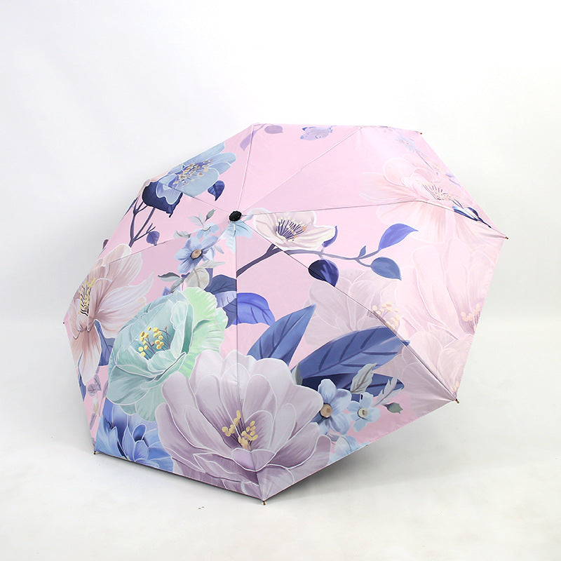 Ladies folding umbrella with artistic flower pattern Stornfield