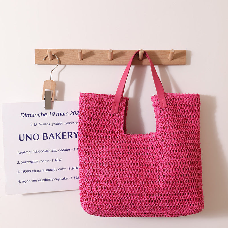 Elegant Woven Tote Bag with Sturdy Leather Handles Stornfield
