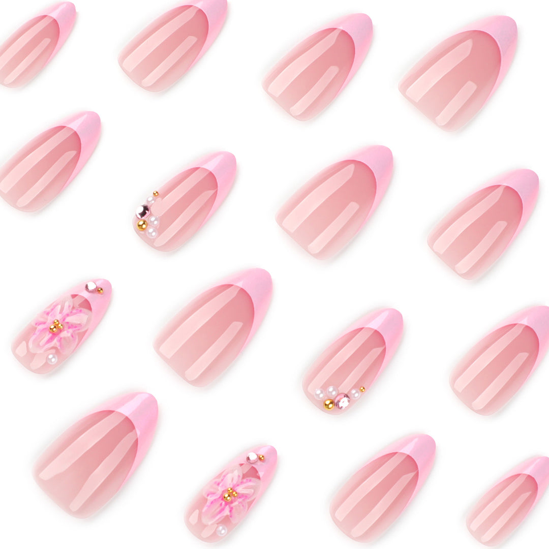 Artful Nail Extensions with Elegant Floral Design Stornfield