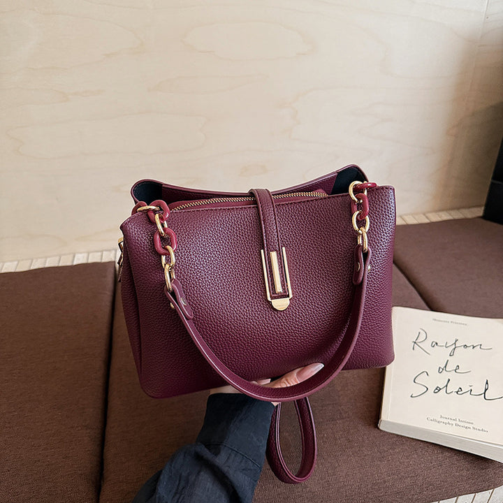 Elegant Leather Handheld Satchel
