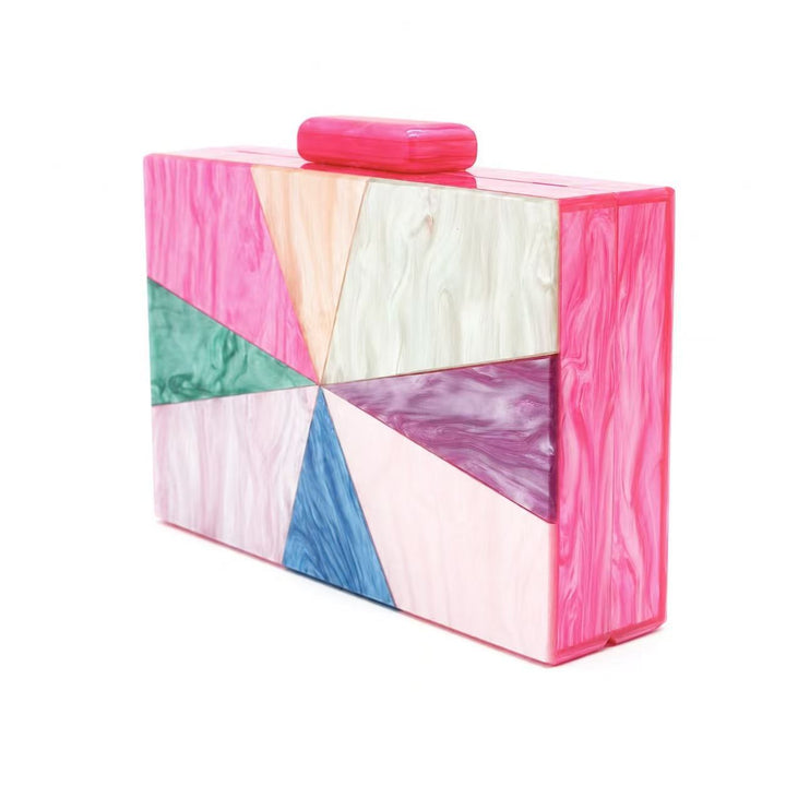 Geometric Multi-Color Acrylic Clutch