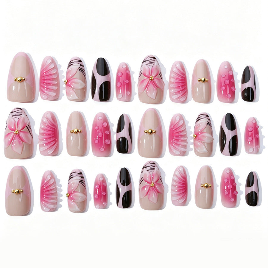Acrylic nail set with filigree flower and glitter accents Stornfield