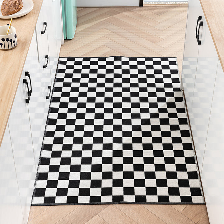 Flat-woven living room runner rug with geometric semicircle design and PVC anti-slip backing Stornfield