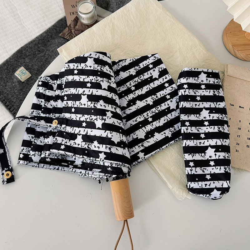 Women Foldable Umbrella with Stylish Stripe Pattern Stornfield