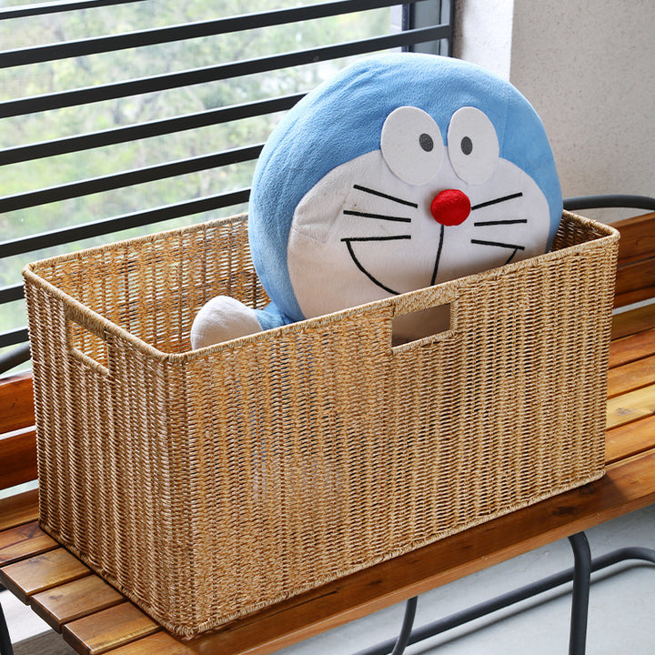 Unisex storage basket made of natural material with practical handles Stornfield