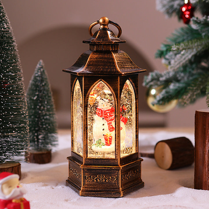 Nostalgic Christmas lantern with snowman scene Stornfield