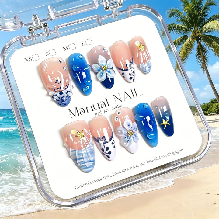 Artistic Floral Press-On Nail Set Stornfield