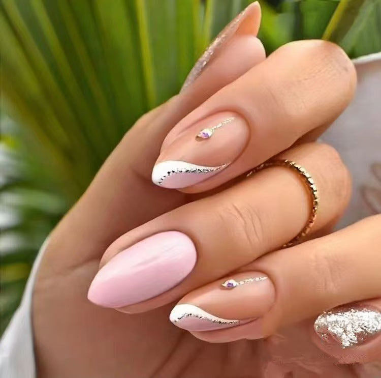 Elegant Artificial Nail Tips with Glitter Accents Stornfield