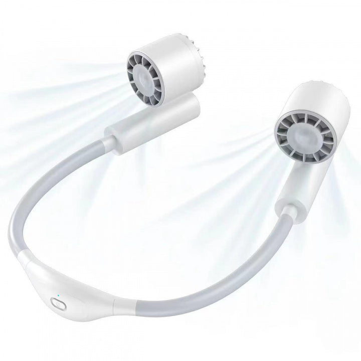 Cooling hands-free dual-head wearable neck fan with adjustable tilt silent brushless motors Stornfield