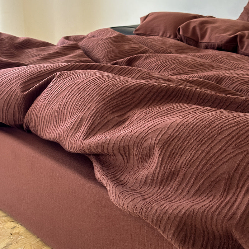 Premium cotton bedding set with fine pleated structure and hidden zipper