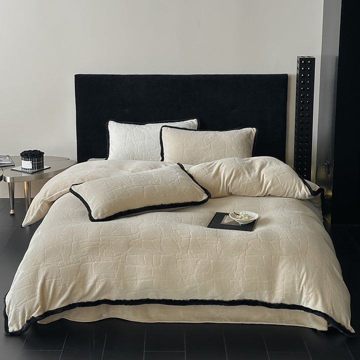 Plush Quilted Duvet Cover Set with Contrasting Piped Edge