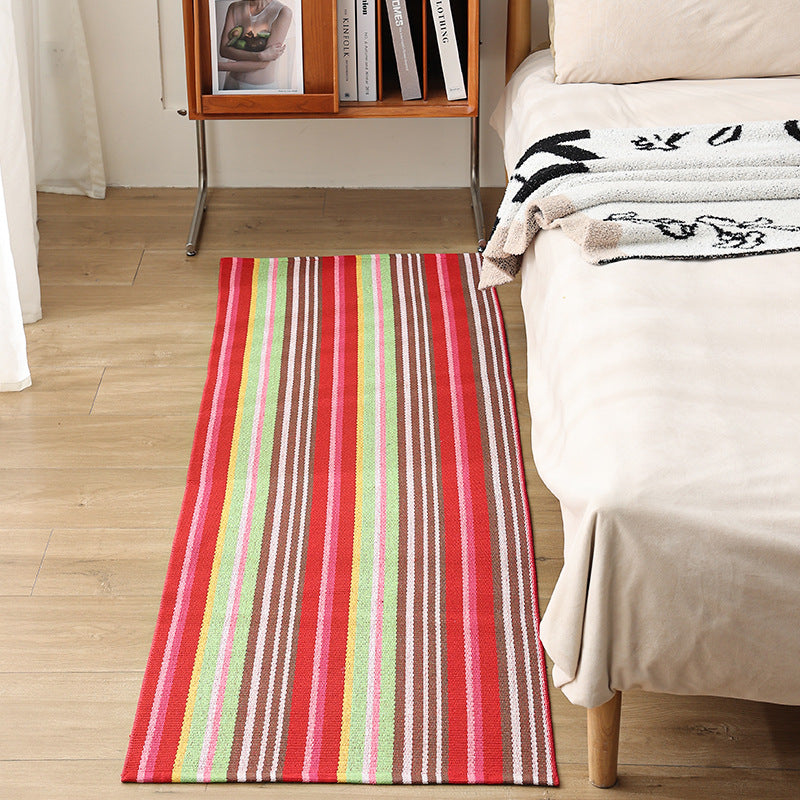 Flat woven bed runner and carpet runner with vibrant checked design Stornfield