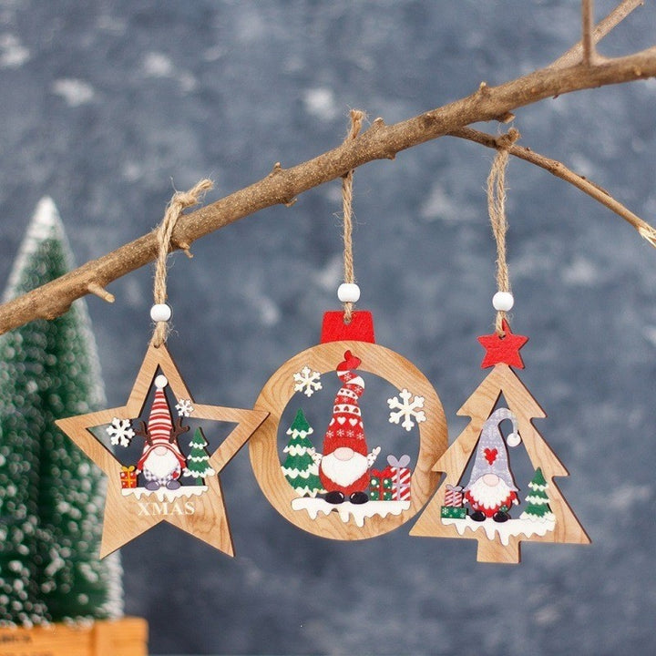 Festive Wooden Christmas Ornament Set