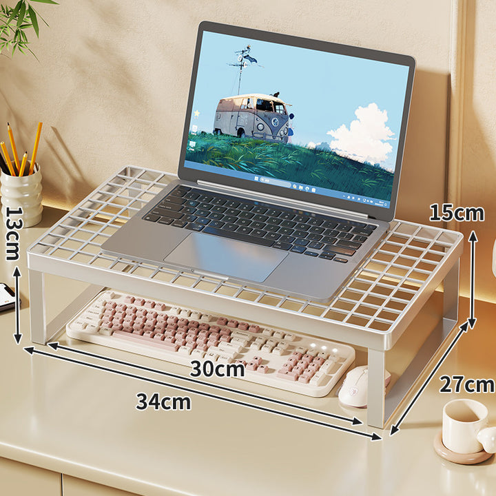 Elevated Mesh Laptop Stand Riser with Under-Keyboard Storage