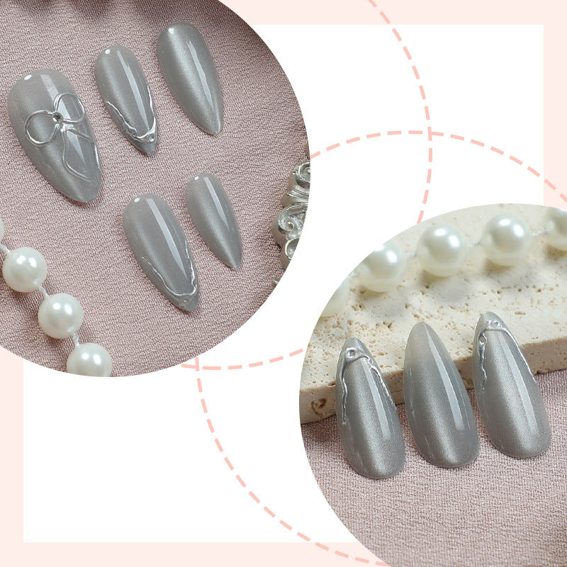 Nail art set with elegant silver accents Stornfield
