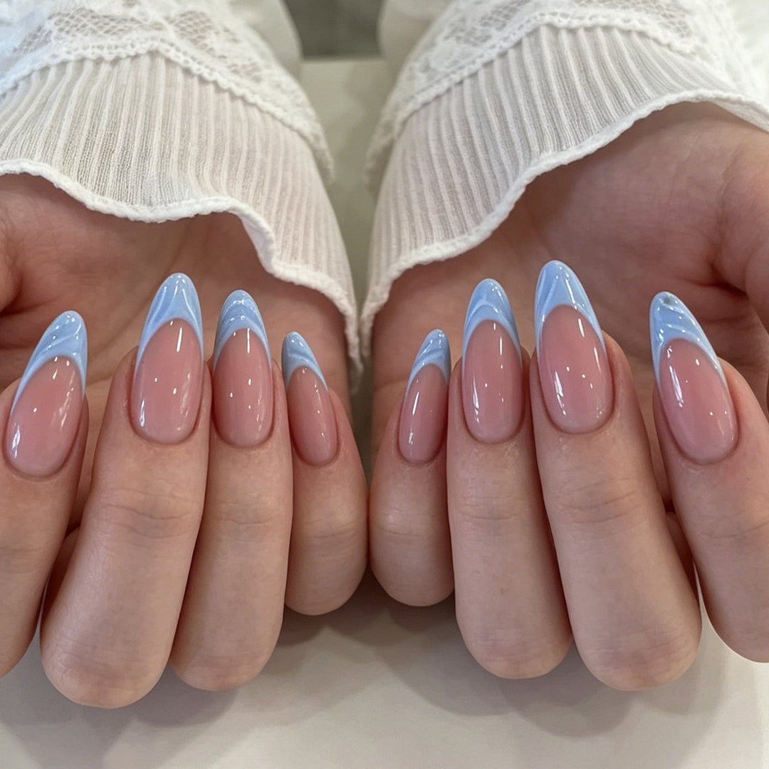 Elegant Almond-Shaped French Tip Nail Enhancements Stornfield