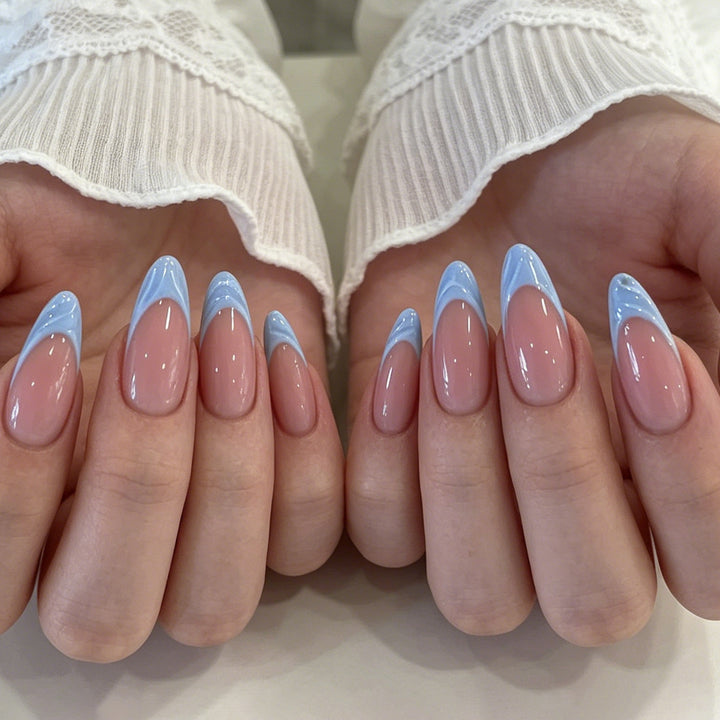 Elegant Almond-Shaped French Tip Nail Enhancements Stornfield